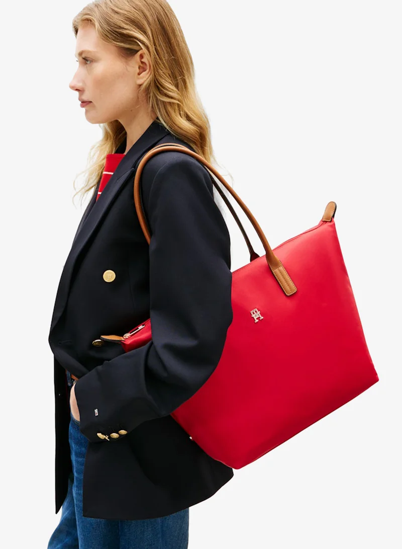 TOMMY HILFIGER Monogram Contrast Handle Tote Bag